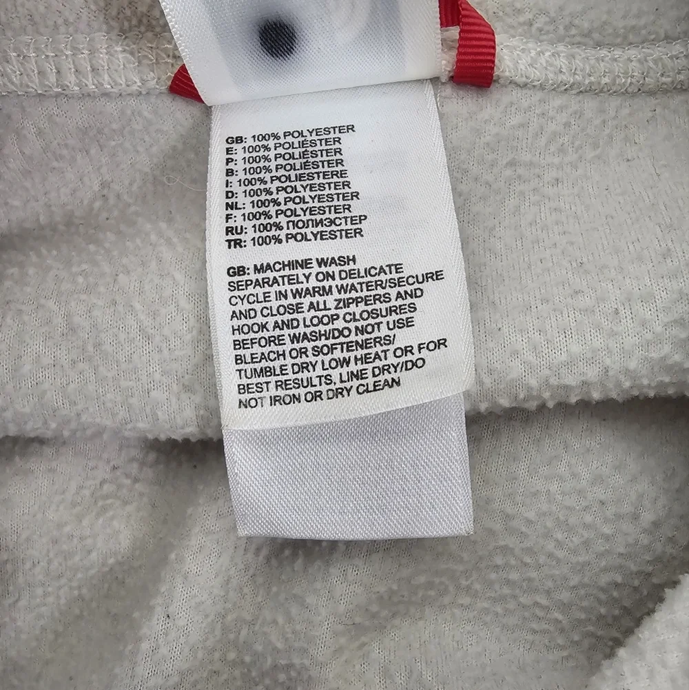 The North Face Men's White Quarter Zip Fleece Pullover Red Trim Size Small
